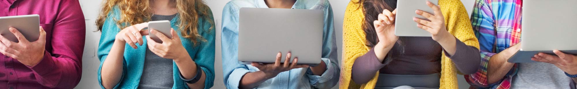 group of people on different devices