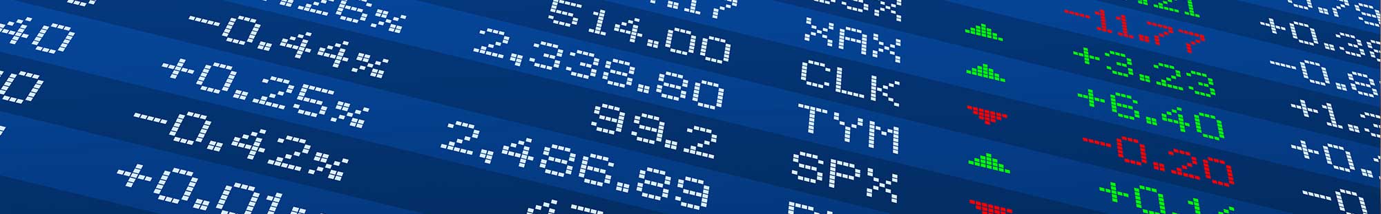 stock market board with prices